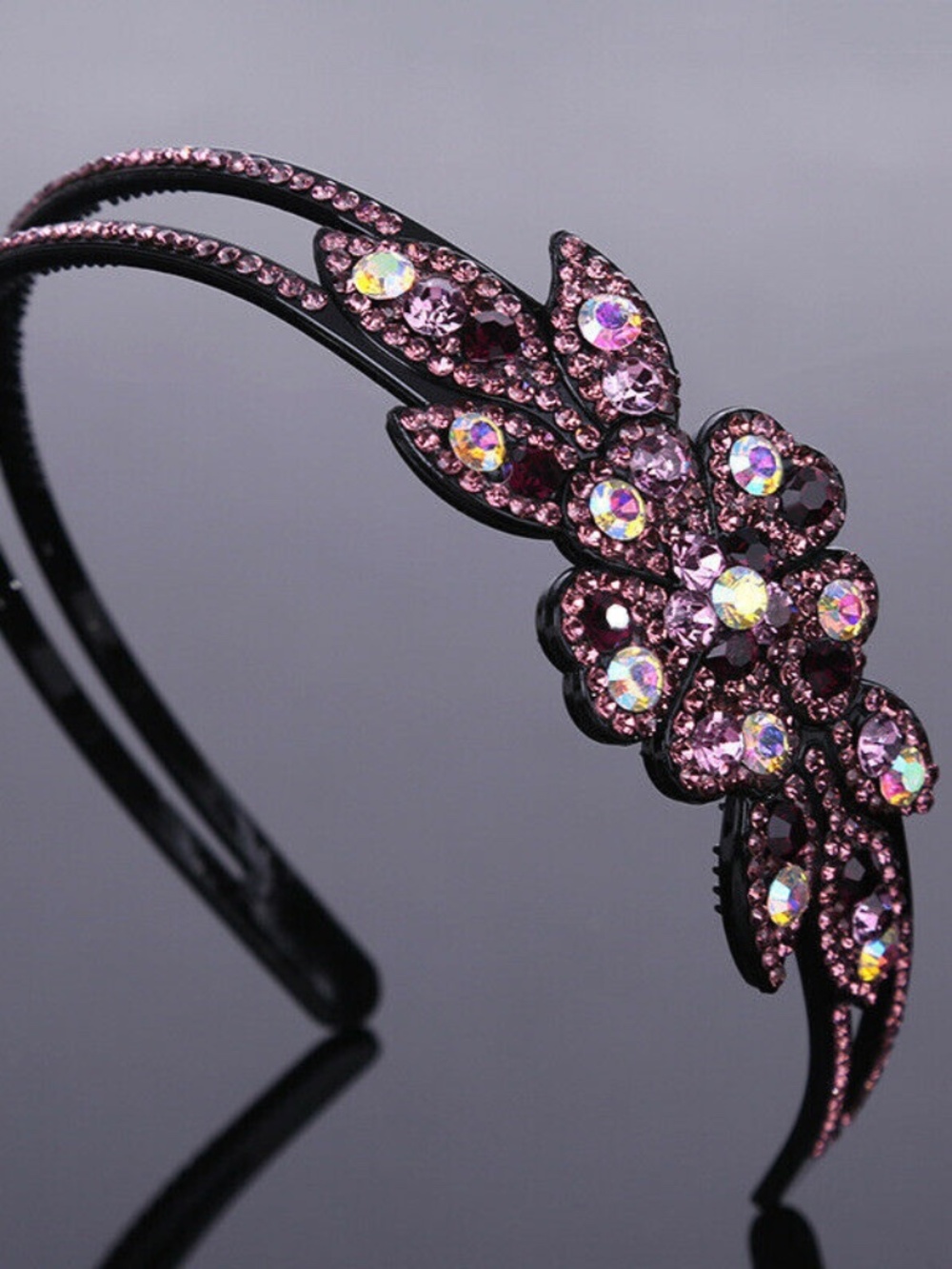 Women Crystal Flower Headband Hairband Bow Rhinestone Hair Band Hoop Accessories